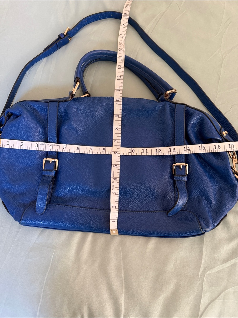 Ora Delphine Classic Blue Leather Tote Bag - real leather - Picture 5 of 7